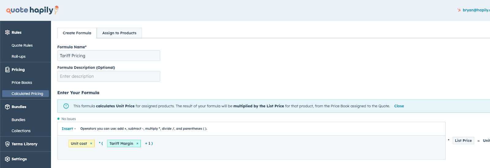 daily cost udpates tariffs