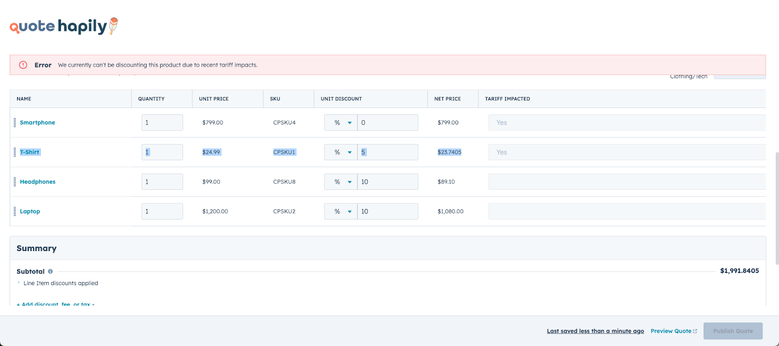 discount control tariffs