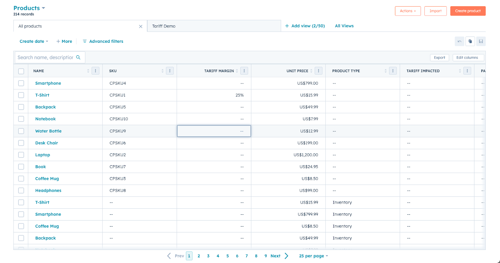 min margin req - tariffs