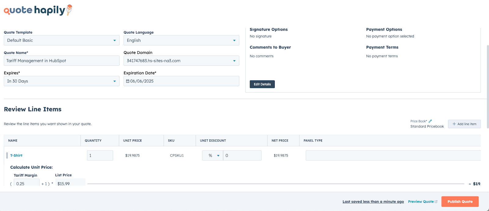 min margin req - tariffs
